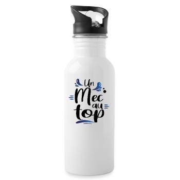 Mec Gars Homme Cadeau T-shirt Papa Papy Collègue - Gourde avec paille intégrée - blanc - Droite