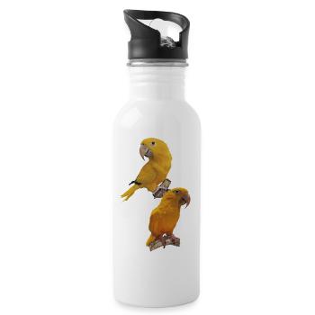 Der goldene Papagei - Trinkflasche mit integriertem Trinkhalm - Weiß - Rechts