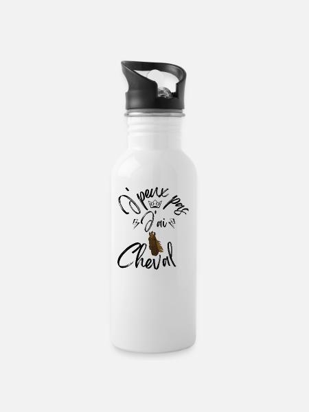 J'Peux Pas J'Ai Cheval - Gourde avec paille intégrée - blanc