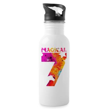 MAGICAL 7. GEBURTSTAG EINHORN - Trinkflasche mit integriertem Trinkhalm - Weiß - Rechts