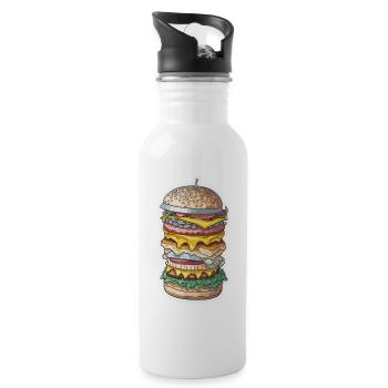 MAXI-BURGER - Trinkflasche mit integriertem Trinkhalm - Weiß - Rechts