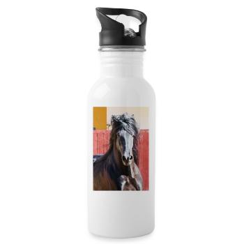 Pferd, Isibat - Trinkflasche mit integriertem Trinkhalm - Weiß - Rechts
