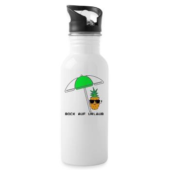 Cool pineapple with parasol and sunglasses - Water bottle with straw - white - Right