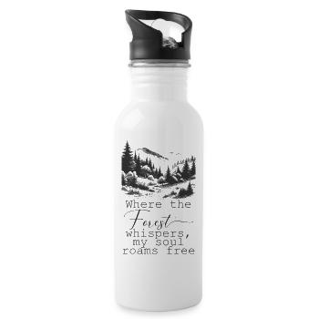 Motif de montagnes de forêt avec un beau dicton - Gourde avec paille intégrée - blanc - Droite