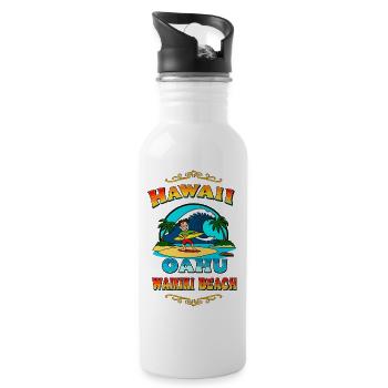 Hawaii Surfer - Trinkflasche mit integriertem Trinkhalm - Weiß - Rechts
