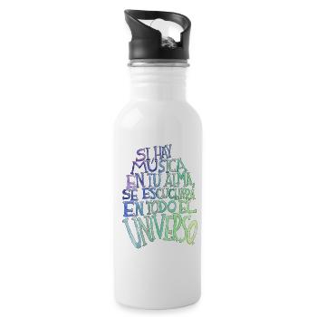 Musik in deiner Seele - Aquarell-Phrase - Trinkflasche mit integriertem Trinkhalm - Weiß - Rechts