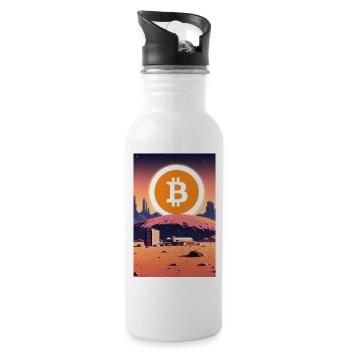 Bitcoin Moon Landing Neon - Water bottle with straw - white - Right