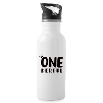 first birthday, wonderful, one, one - Water bottle with straw - white - Right
