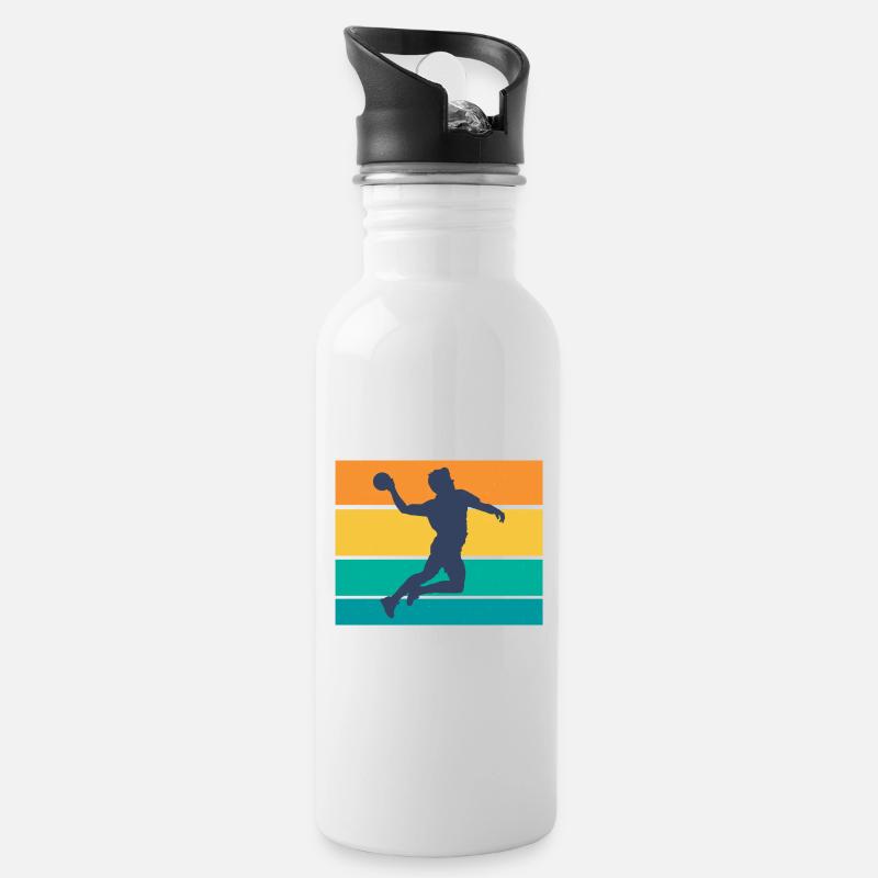 handballer handball - Trinkflasche mit integriertem Trinkhalm - Weiß