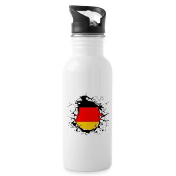 Deutschland Flagge Deutsche Fahne Used Look Heimat - Trinkflasche mit integriertem Trinkhalm - Weiß - Rechts