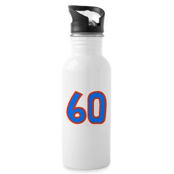 60. 60 JAHRE. 60-JÄHRIGES JUBILÄUM. 60. GEBURTSTAG. - Trinkflasche mit integriertem Trinkhalm - Weiß - Rechts