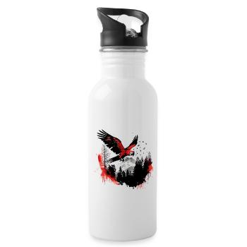 Papagei Vogel Ara Wildnis - Trinkflasche mit integriertem Trinkhalm - Weiß - Rechts