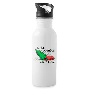 QUI_BOIT_LA_GNOLE_CASSE THE CAR - Water bottle with straw - white - Right