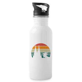 Cologne, my city! With cathedral, sun and goat - Water bottle with straw - white - Right
