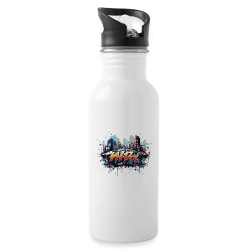 Street Art Revolution Cool Capot Graffiti Design - Gourde avec paille intégrée - blanc - Droite