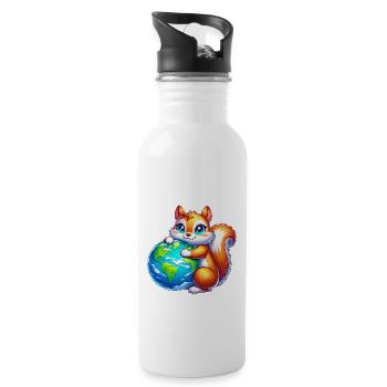 Squirrel for Earth Environmental Protection Nature Conservation - Water bottle with straw - white - Right