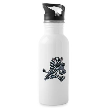 Zebra Marathon Runner Sport Jogging - Gourde avec paille intégrée - blanc - Droite
