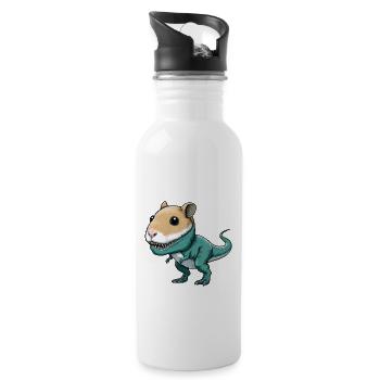 Dino-Hamster Fusion: Fabelwesen Abenteuer - Trinkflasche mit integriertem Trinkhalm - Weiß - Rechts