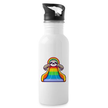 LGBTQ Pride Faultier Regenbogen Rutsche - Trinkflasche mit integriertem Trinkhalm - Weiß - Rechts