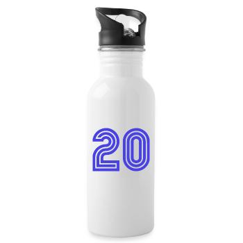 20. 20 ANS. 20e ANNIVERSAIRE. ANNIVERSAIRE 20 ANS. - Gourde avec paille intégrée - blanc - Droite