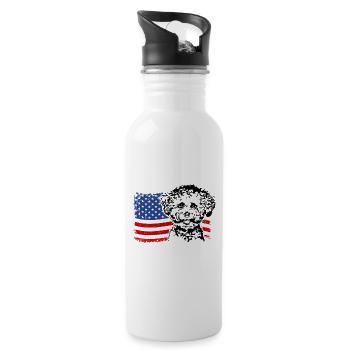 Bichon frisé US Amérique Drapeau Chiens Chien Wilsigns - Gourde avec paille intégrée - blanc - Droite