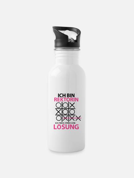 Rektorin Schulleiterin Sprüche Geschenkidee Pink - Trinkflasche mit integriertem Trinkhalm - Weiß