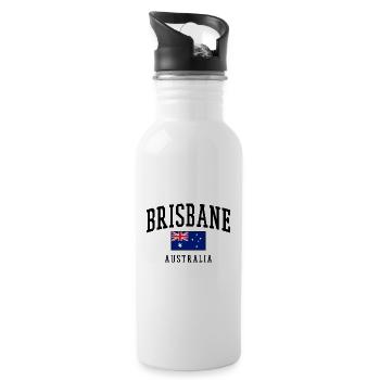 Brisbane - Australien Flagge - Trinkflasche mit integriertem Trinkhalm - Weiß - Rechts