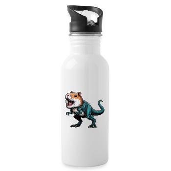 T-Rex Hamster Hybrid: Fantastisches Fabeltier - Trinkflasche mit integriertem Trinkhalm - Weiß - Rechts