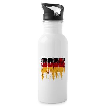 Deutschland Flagge Deutsche Fahne Used Look Heimat - Trinkflasche mit integriertem Trinkhalm - Weiß - Rechts