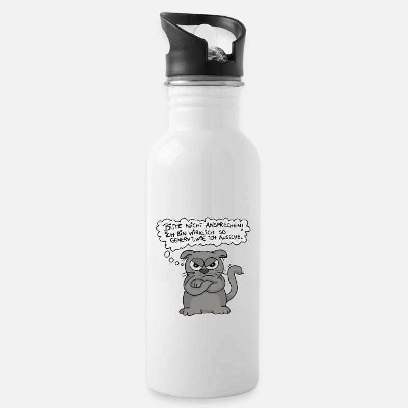 Genervte Katze - Nicht ansprechen! - Trinkflasche mit integriertem Trinkhalm - Weiß
