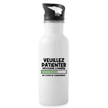 Veuillez patienter prochaine connerie en cours - Gourde avec paille intégrée - blanc - Droite