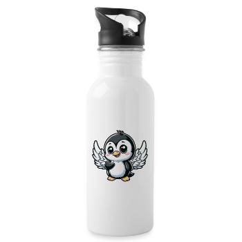 Ange pingouin mignon avec des ailes Comic Design - Gourde avec paille intégrée - blanc - Droite