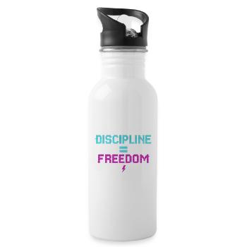 Discipline Equals Freedom Pixel Art - Water bottle with straw - white - Right