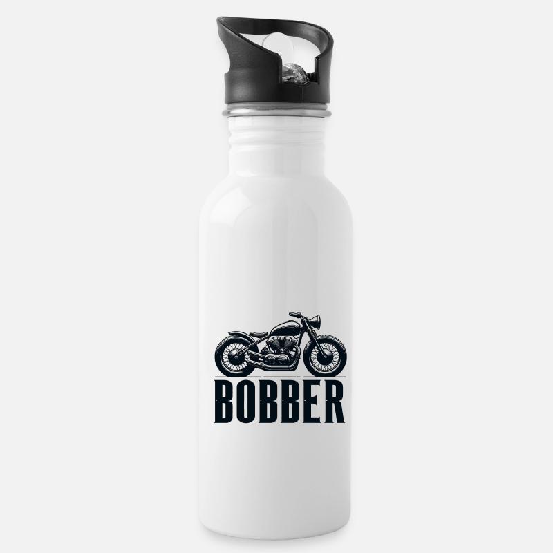 Bobber-Fahrrad - Trinkflasche mit integriertem Trinkhalm - Weiß