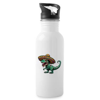 Cinco de Mayo Dino : T-Rex et Zombies - Gourde avec paille intégrée - blanc - Droite
