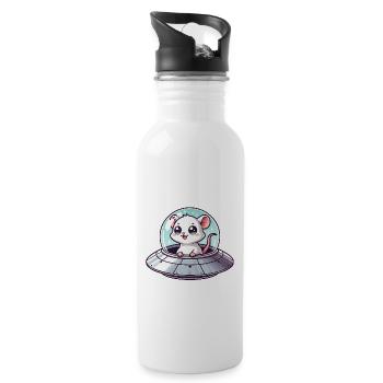 Rat and Mouse UFO Abduction - Water bottle with straw - white - Right