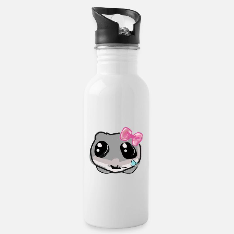 Hamster, illustration, Zeichnung, sad Hamster - Trinkflasche mit integriertem Trinkhalm - Weiß