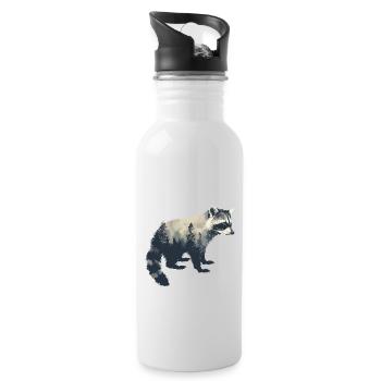 Cute Raccoon Raccoon Nature Baby Raccoon Forest - Water bottle with straw - white - Right