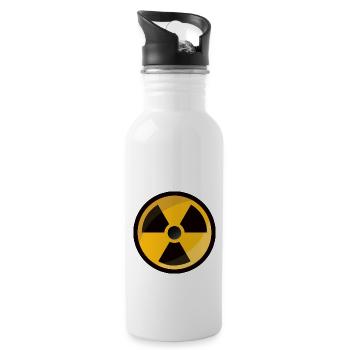 Radiation warning sign radioactive atom sign - Water bottle with straw - white - Right