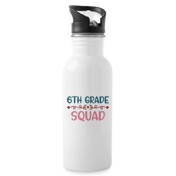 6th Grade Squad School Year Funny Teacher Quote - Water bottle with straw - white - Right