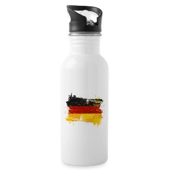 Deutschland Flagge Deutsche Fahne Used Look Heimat - Trinkflasche mit integriertem Trinkhalm - Weiß - Rechts