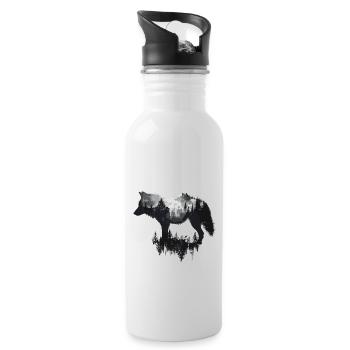 Wolf Wild Wolves Wilderness Howling Forest - Water bottle with straw - white - Right