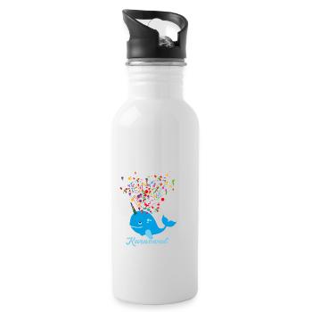 karnewal,wal,konfetti,karneval,walfisch - Trinkflasche mit integriertem Trinkhalm - Weiß - Rechts