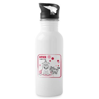 Sternzeichen Stier - Trinkflasche mit integriertem Trinkhalm - Weiß - Rechts