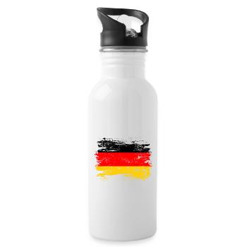 Deutschland Flagge Deutsche Fahne Used Look Heimat - Trinkflasche mit integriertem Trinkhalm - Weiß - Rechts