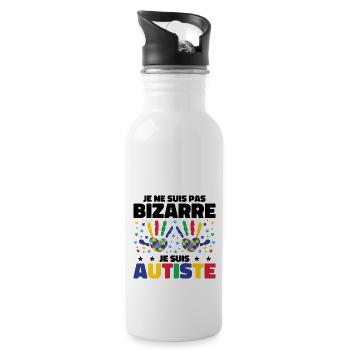 Ich bin nicht seltsam, ich bin Autist - Trinkflasche mit integriertem Trinkhalm - Weiß - Rechts
