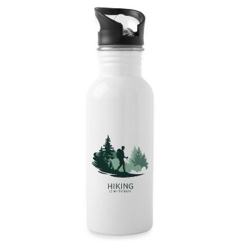 Hiking is My Therapy – Nature & Forest - Water bottle with straw - white - Right