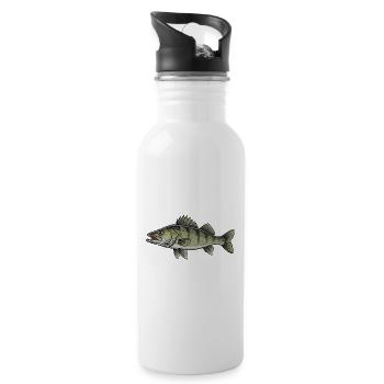 Zander Raubfisch Angeln - Trinkflasche mit integriertem Trinkhalm - Weiß - Rechts