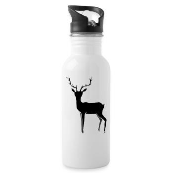 Wild Wildhüter Hirsch Geschenkidee - Trinkflasche mit integriertem Trinkhalm - Weiß - Rechts