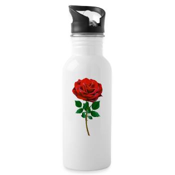 Rose - Rose Rouge - Gourde avec paille intégrée - blanc - Droite